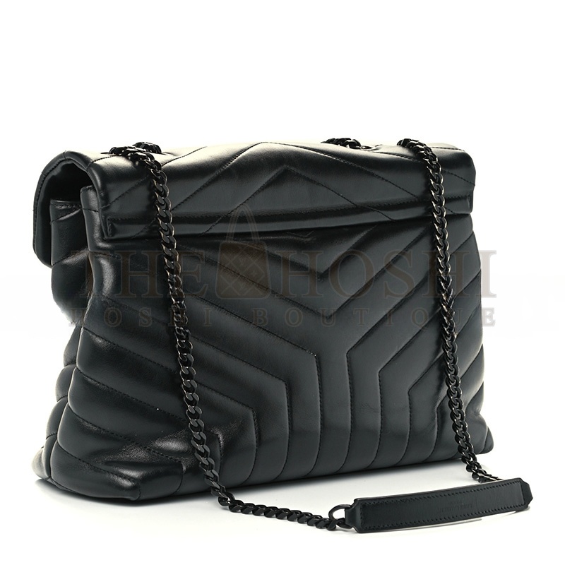 Y51 CALFSKIN Y QUILTED MONOGRAM MEDIUM LOULOU CHAIN SATCHEL BLACK (32*22*11cm) Master Quality